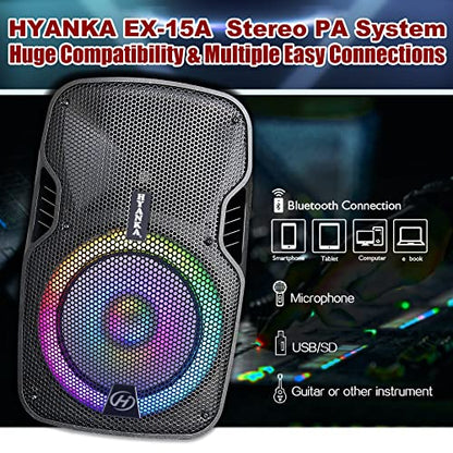 EX-15A | 15" 1200 Watt 2-Way Powered Bluetooth PA Speaker System