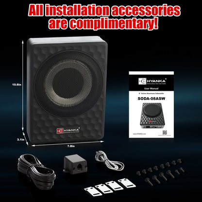 8" Amplified UnderSeat Subwoofer 100 Watt Rms