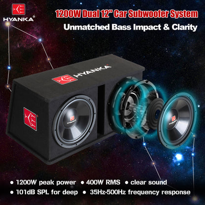 SKP-D12M | Dual 12" 1200 Watt Loaded Subwoofer Enclosure